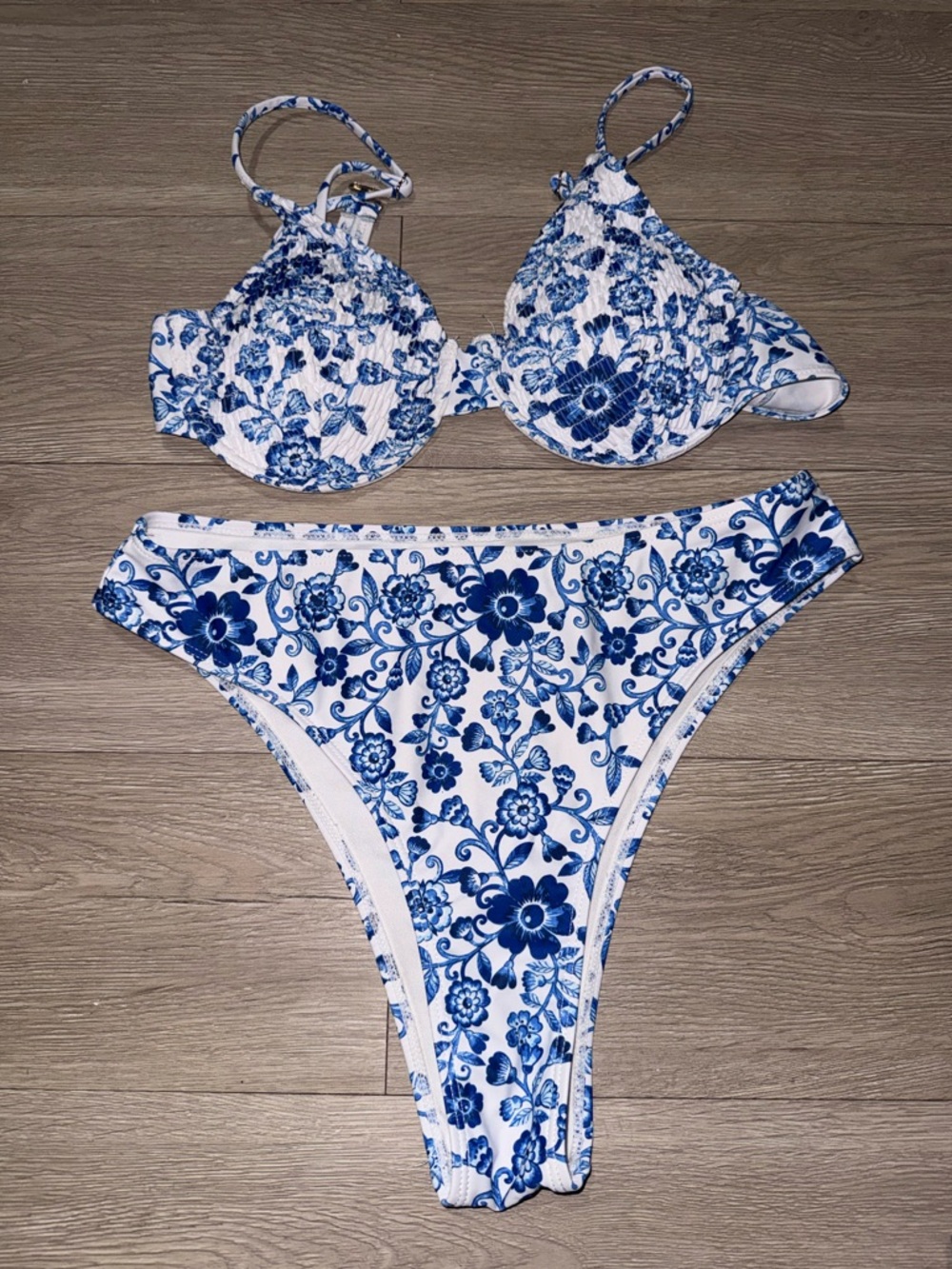 Blue & White Floral Bikini Set